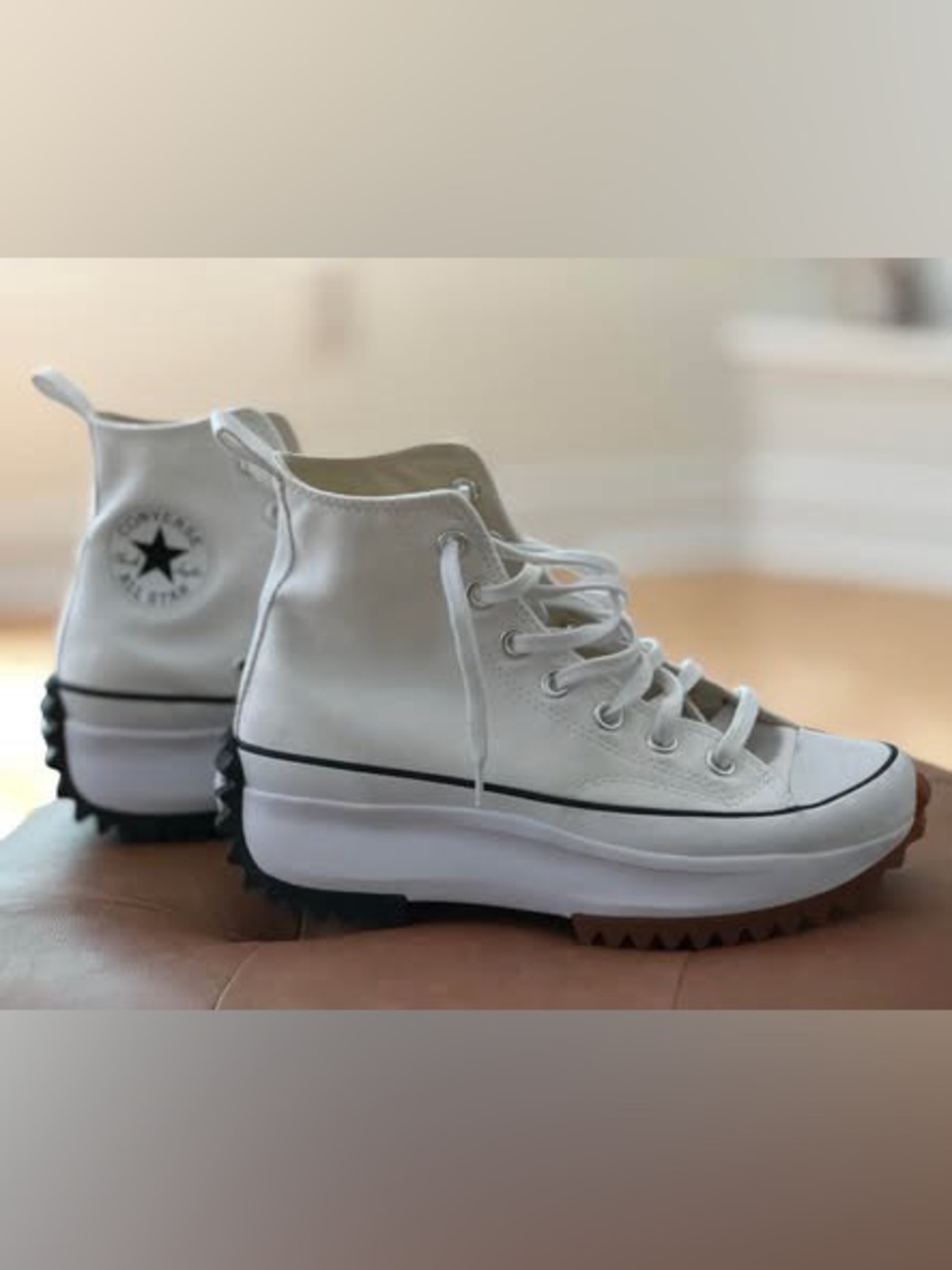 Converse White High-Top Platform Lace-Up Sneakers